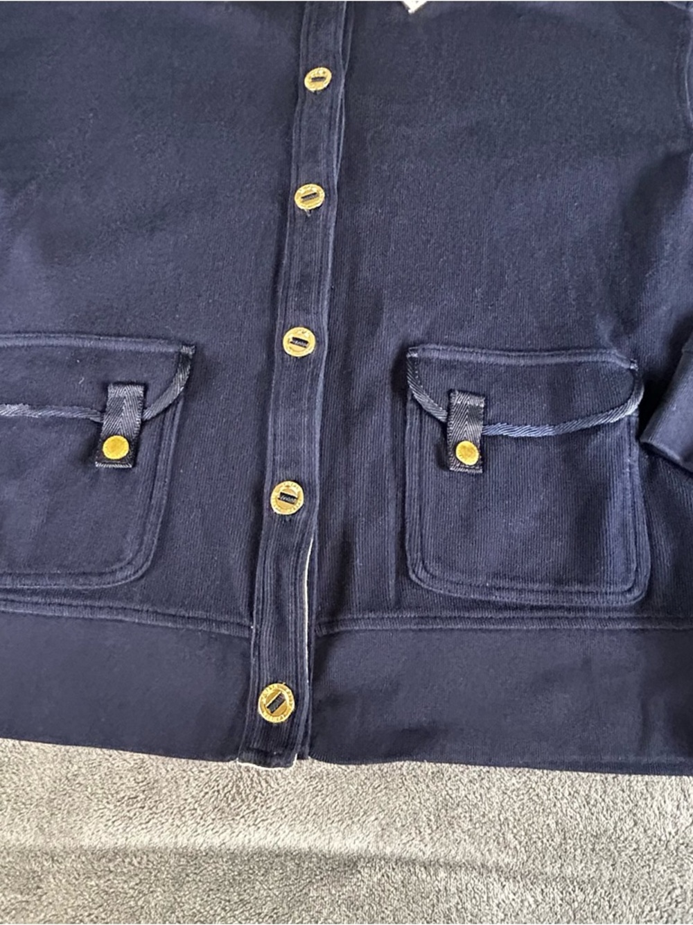 Lauren Ralph Lauren Cardigan Jacket Womens L Navy Blue Nautical Preppy Old Money - Picture 7 of 14